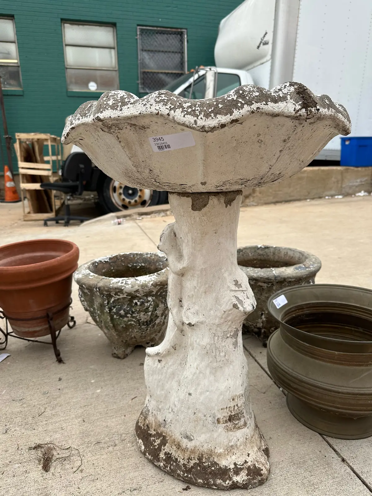 Concrete Bird Bath With Squirrel Base 1