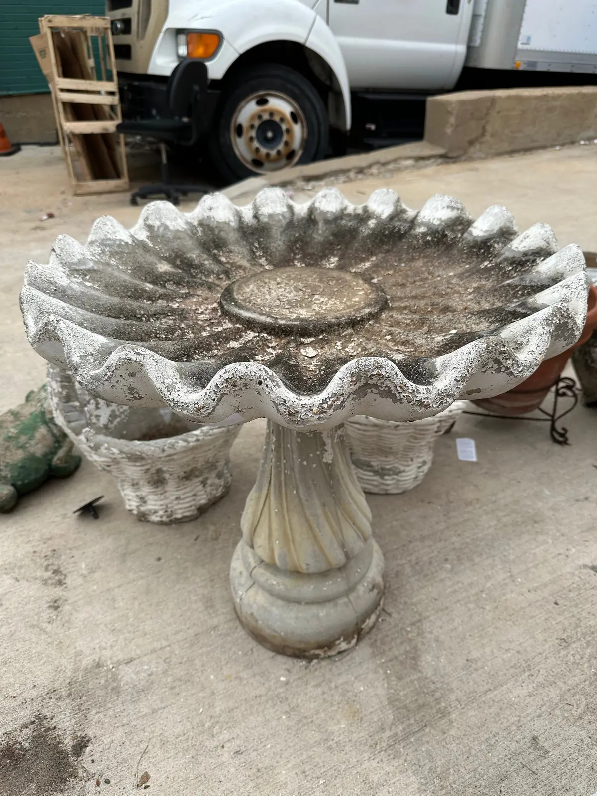 Pedestal Bird Bath With Scalloped Edge 1