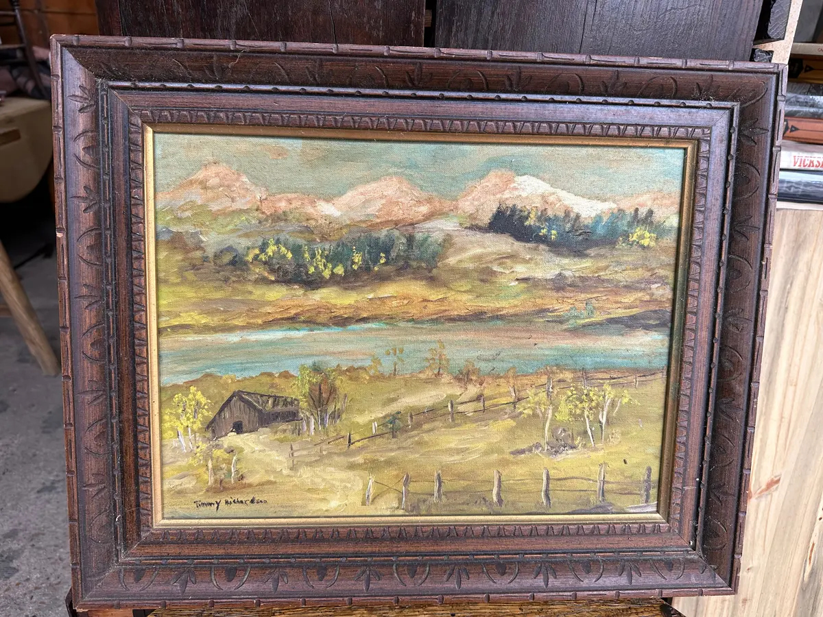 Small Framed Oil Painting Of A Farm 1