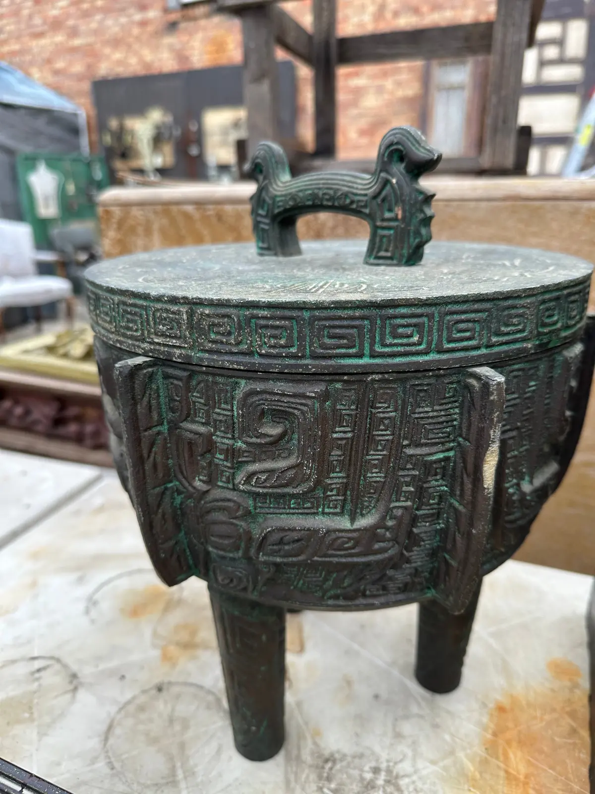 Midcentury Myan Style Metal Pot With Lid 1