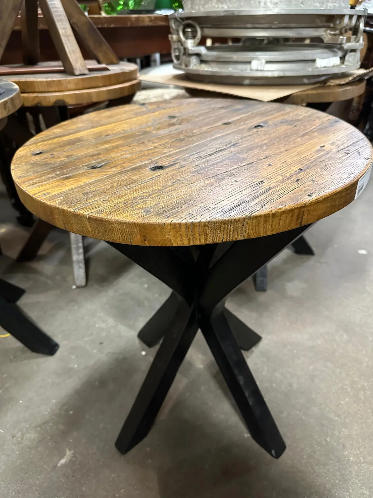 Oak Wood Round Lamp Table 1