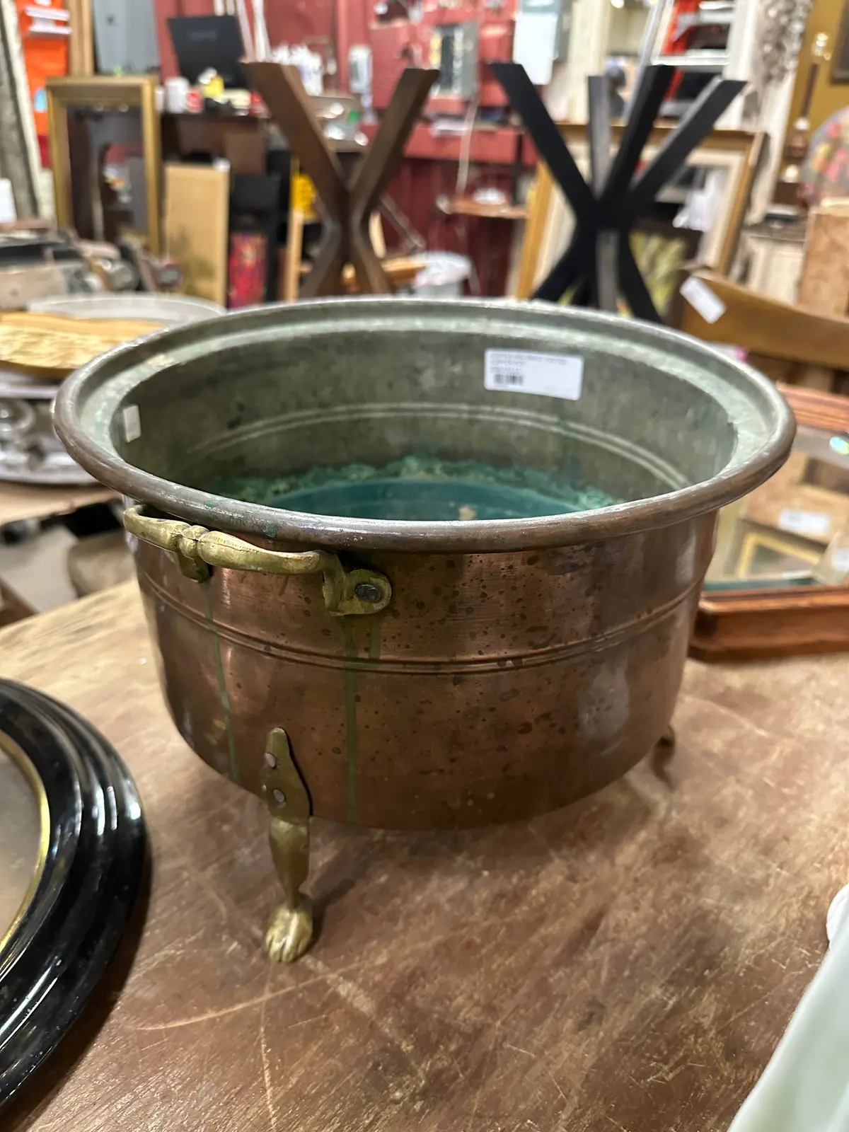 Copper And Brass Footed Copper Jardiniere 1