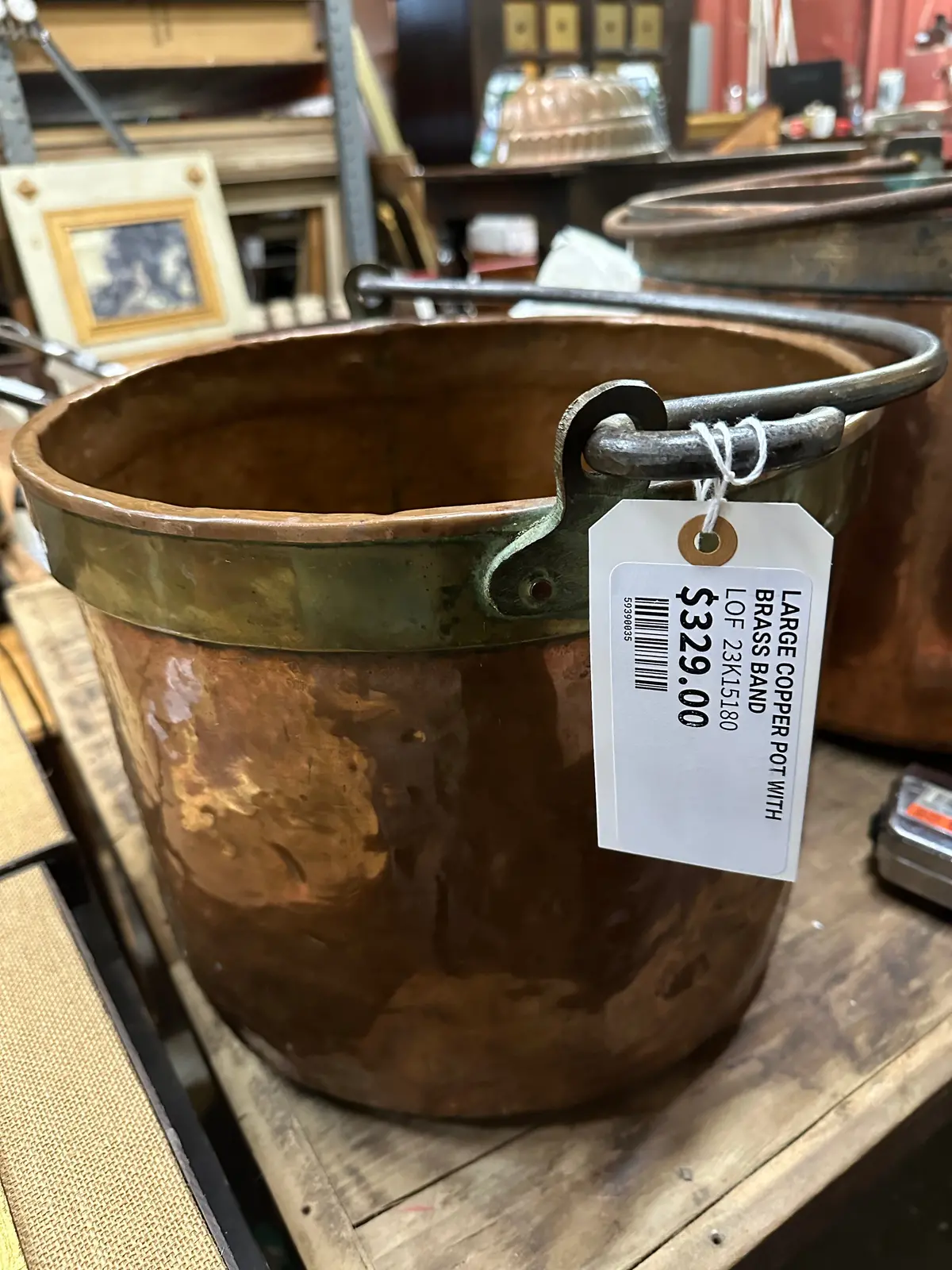Large Copper Pot With Brass Band 1