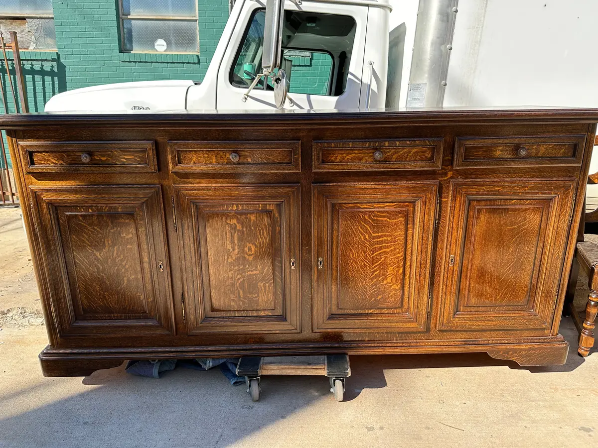 Tiger Oak Rustic Sideboard With Rectangular Panels 1