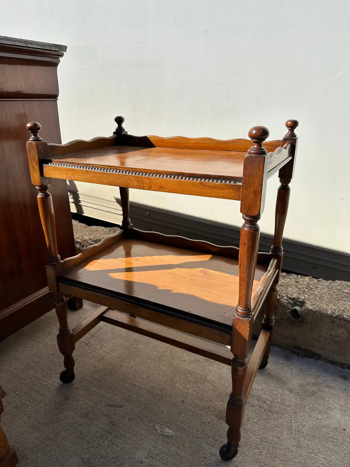 2 Tier Mahogany Tea Cart 1
