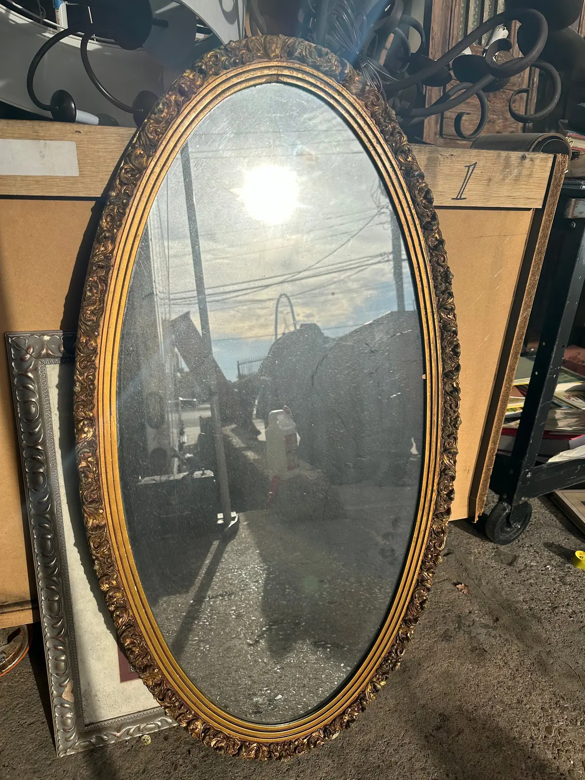 Oval Wood And Gesso Gold Mirror 1