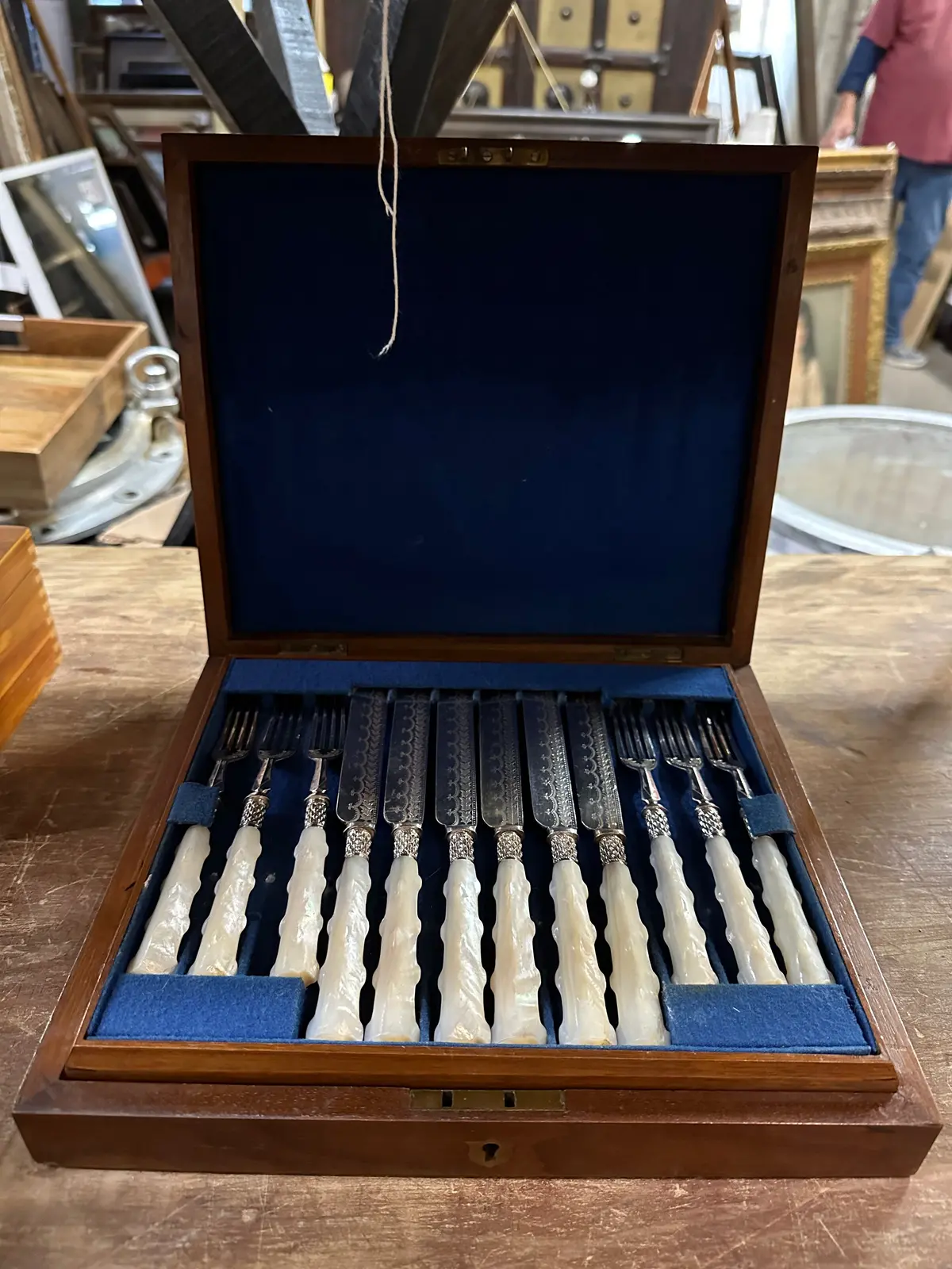 19Th Century Silver With Mother Of Pearl 24 Piece Knife And Fork Cutlery Set 1