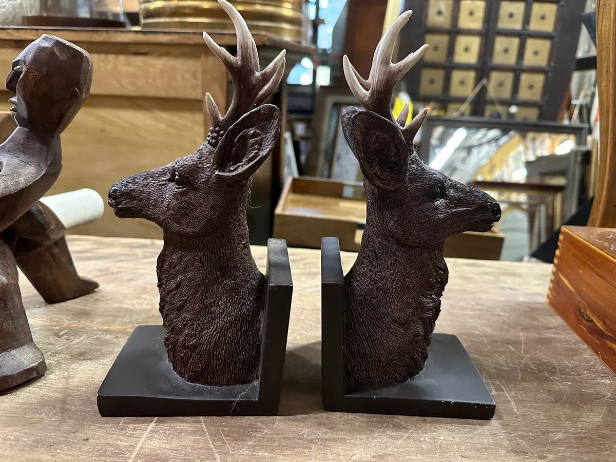 Large Pair Of Antlered Deer Bookends 1