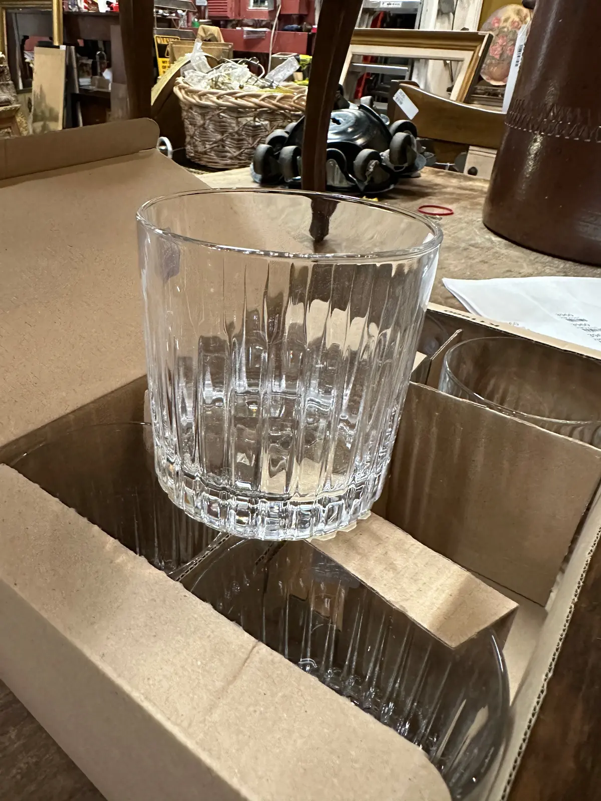 Set Of 6 Italian Crystal Fluted Rocks Glasses 1