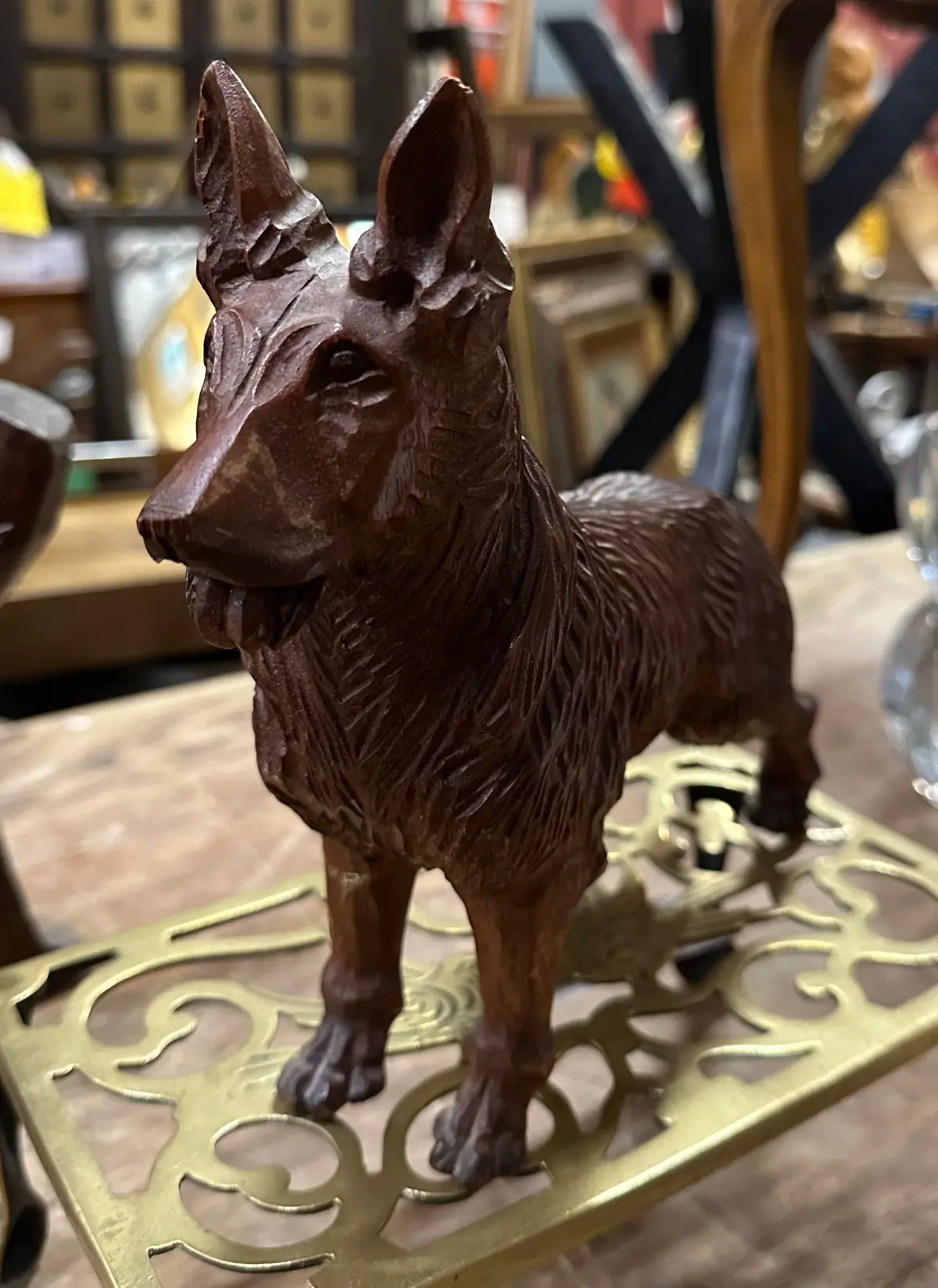 Black Forest Style Carved Wood German Shepard 1