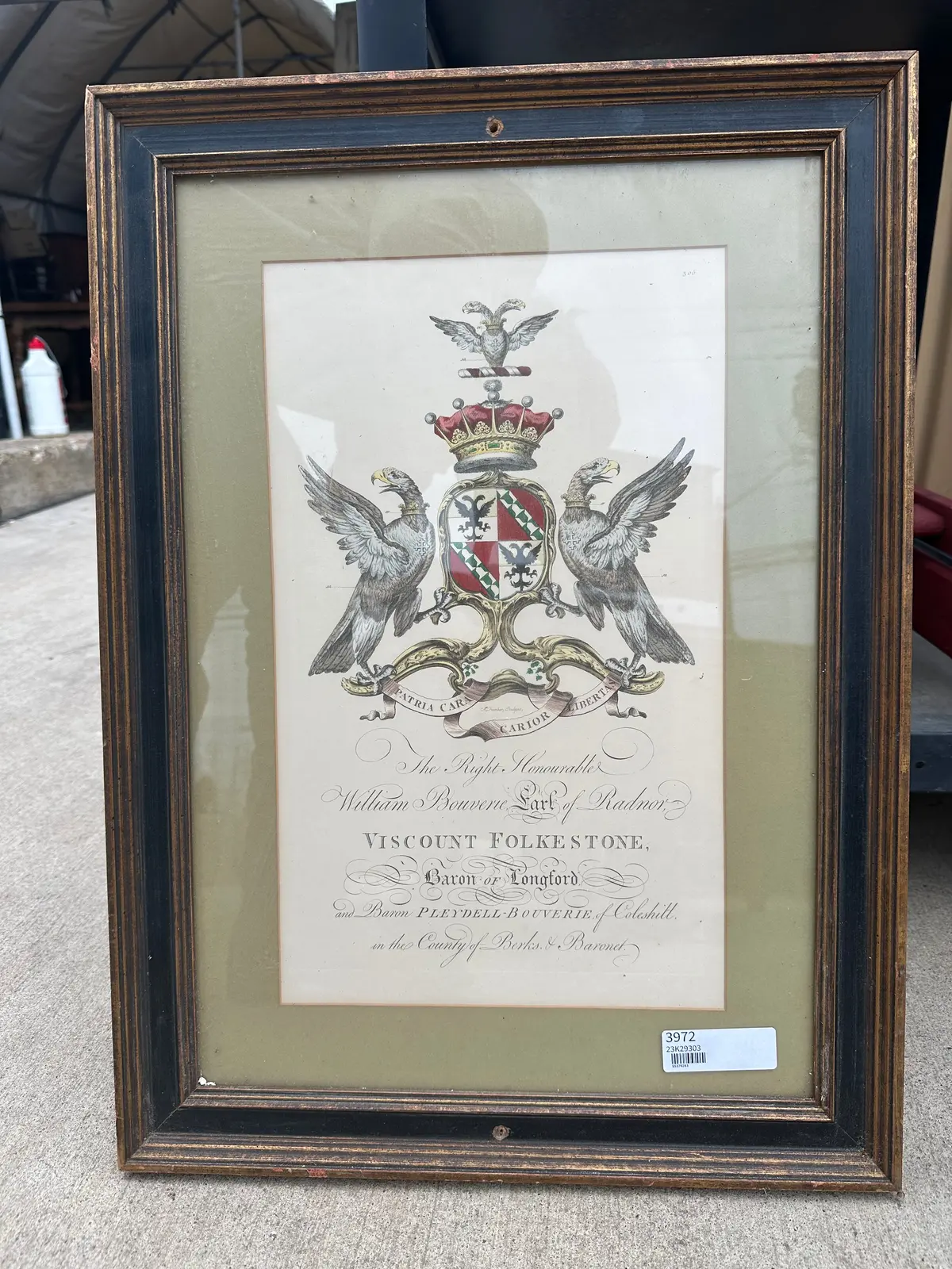 Framed Print Of A Family Crest With Birds 1