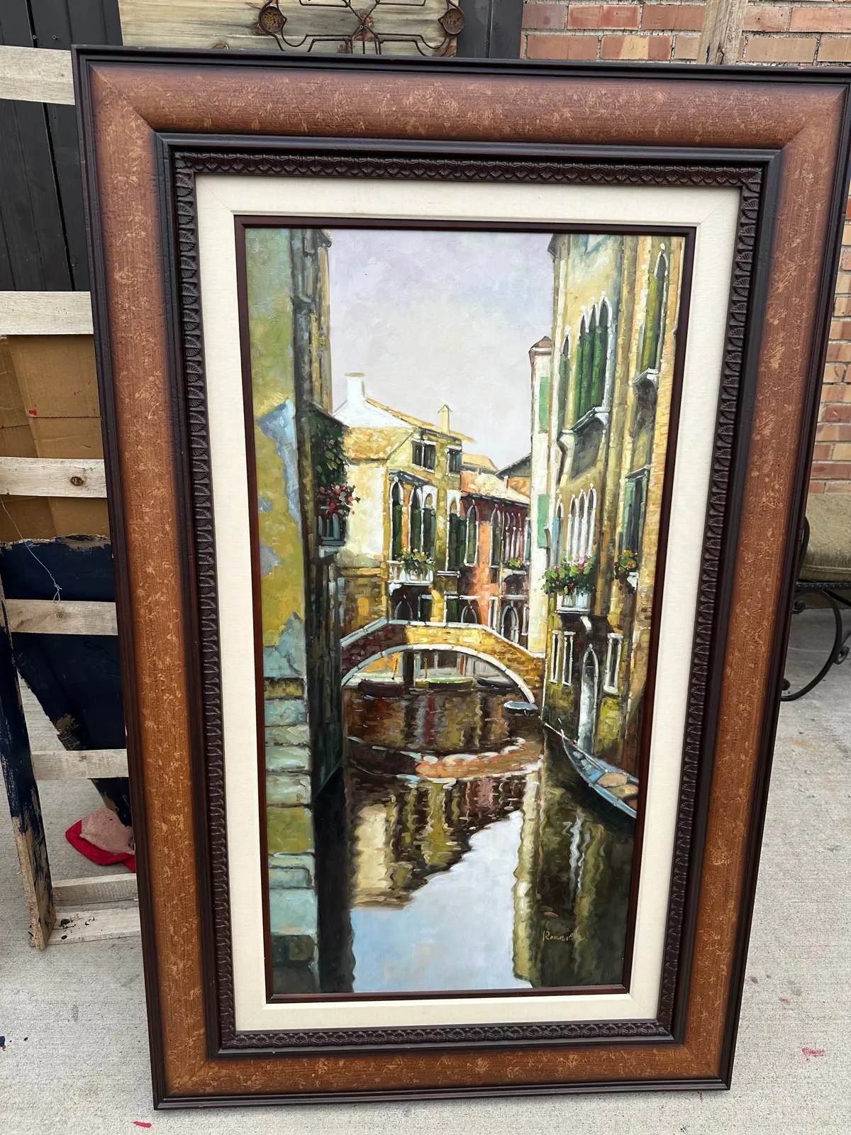 Large Vertical Painting Of A Canal 1
