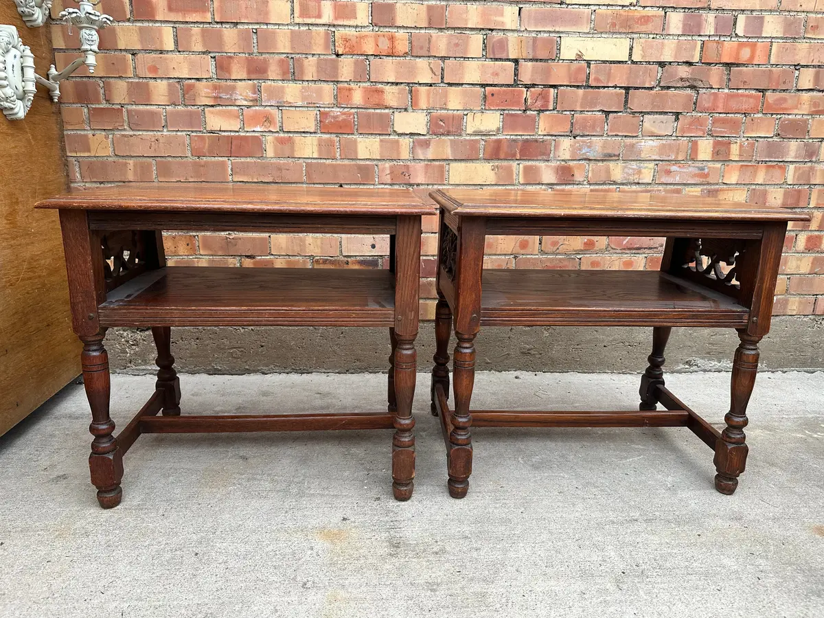 Pair Of Low Oak Side Tables 1