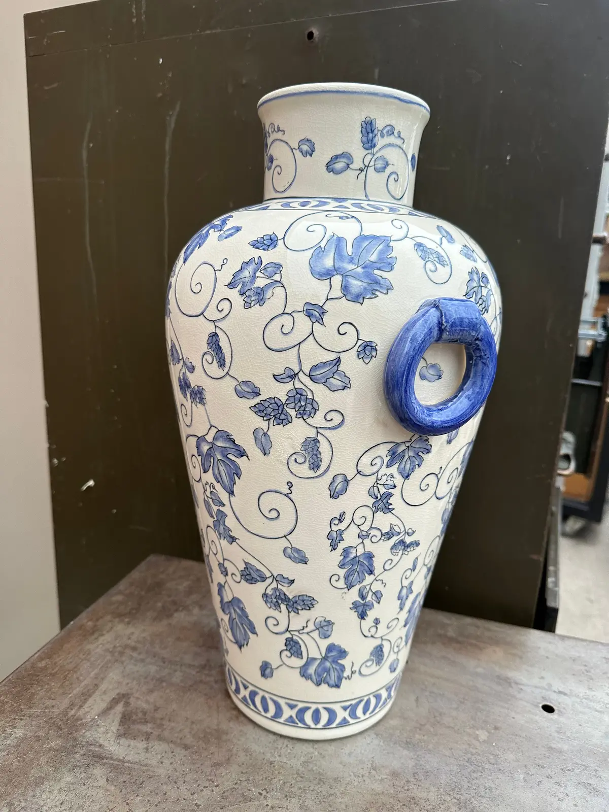 Tall Blue And White Vase 1
