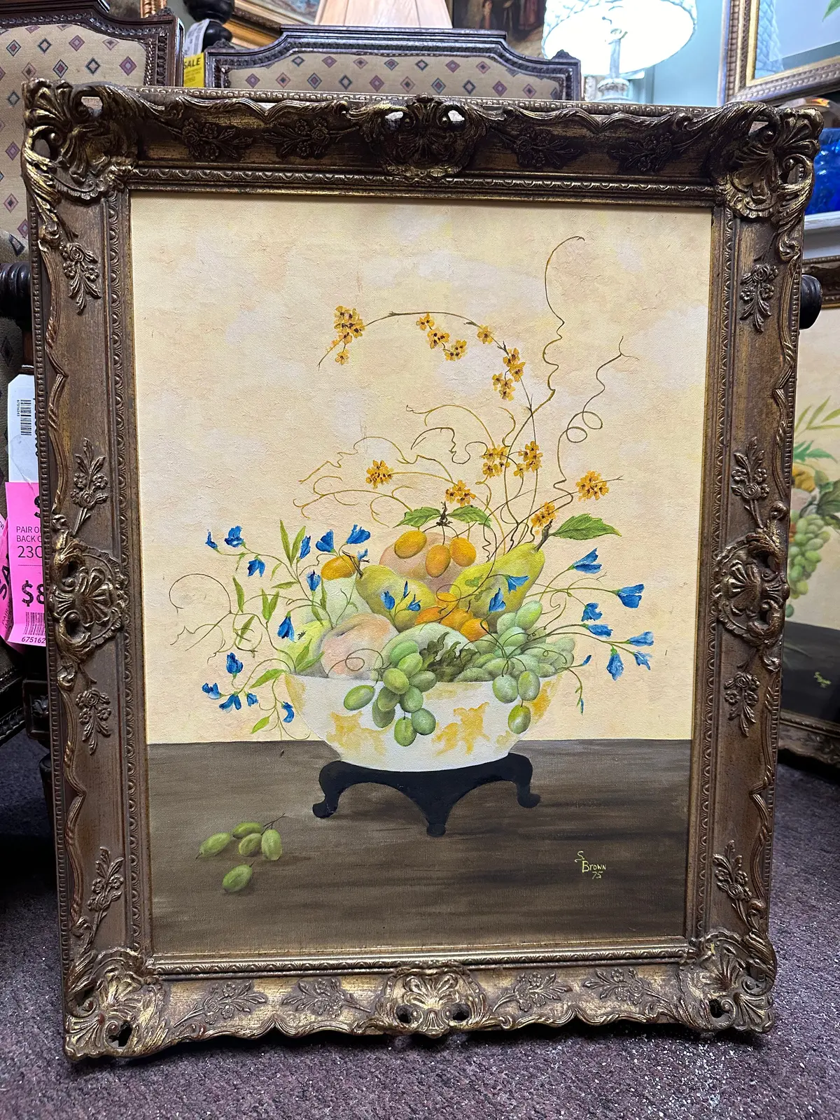 Framed Still Life Oil Painting Of Fruit 1
