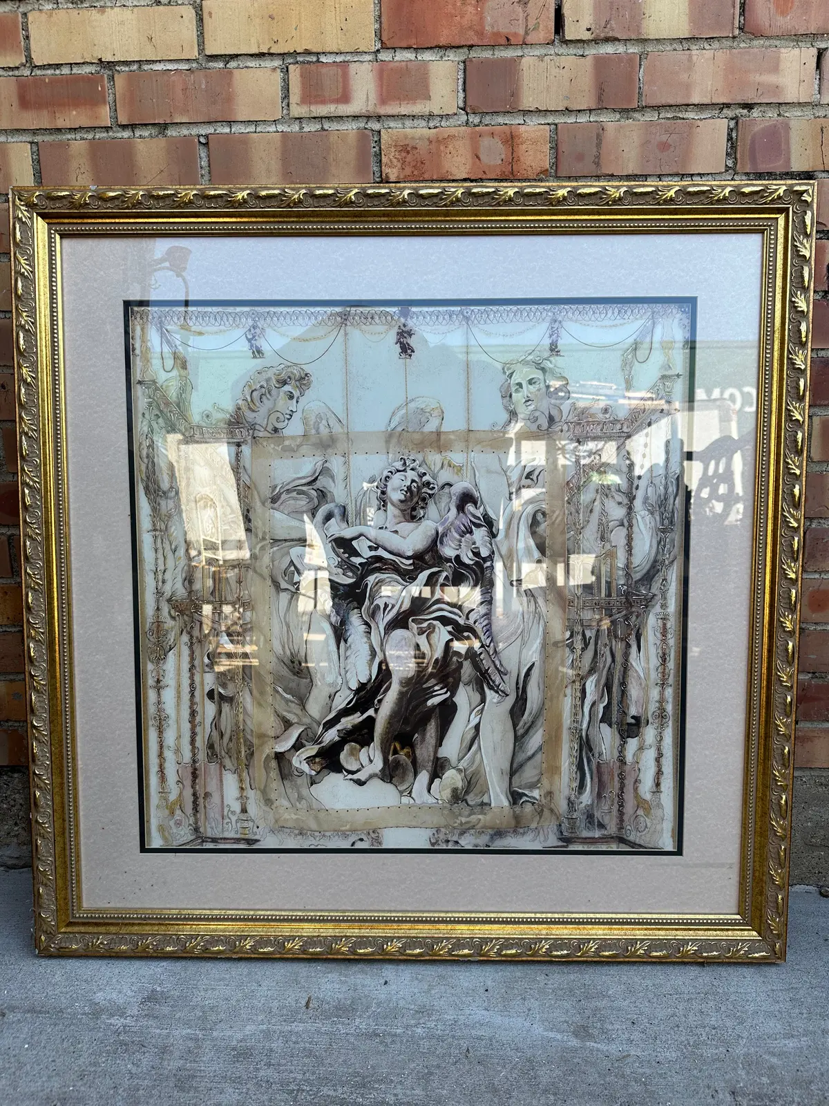 Nicely Framed Classical Print With Angel 1
