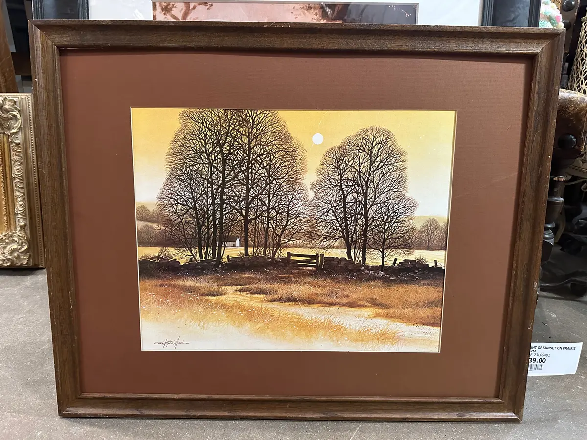Print Of Sunset On Prairie Farm 1