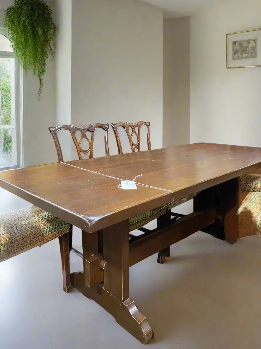 Dark Oak Trestle Table 1