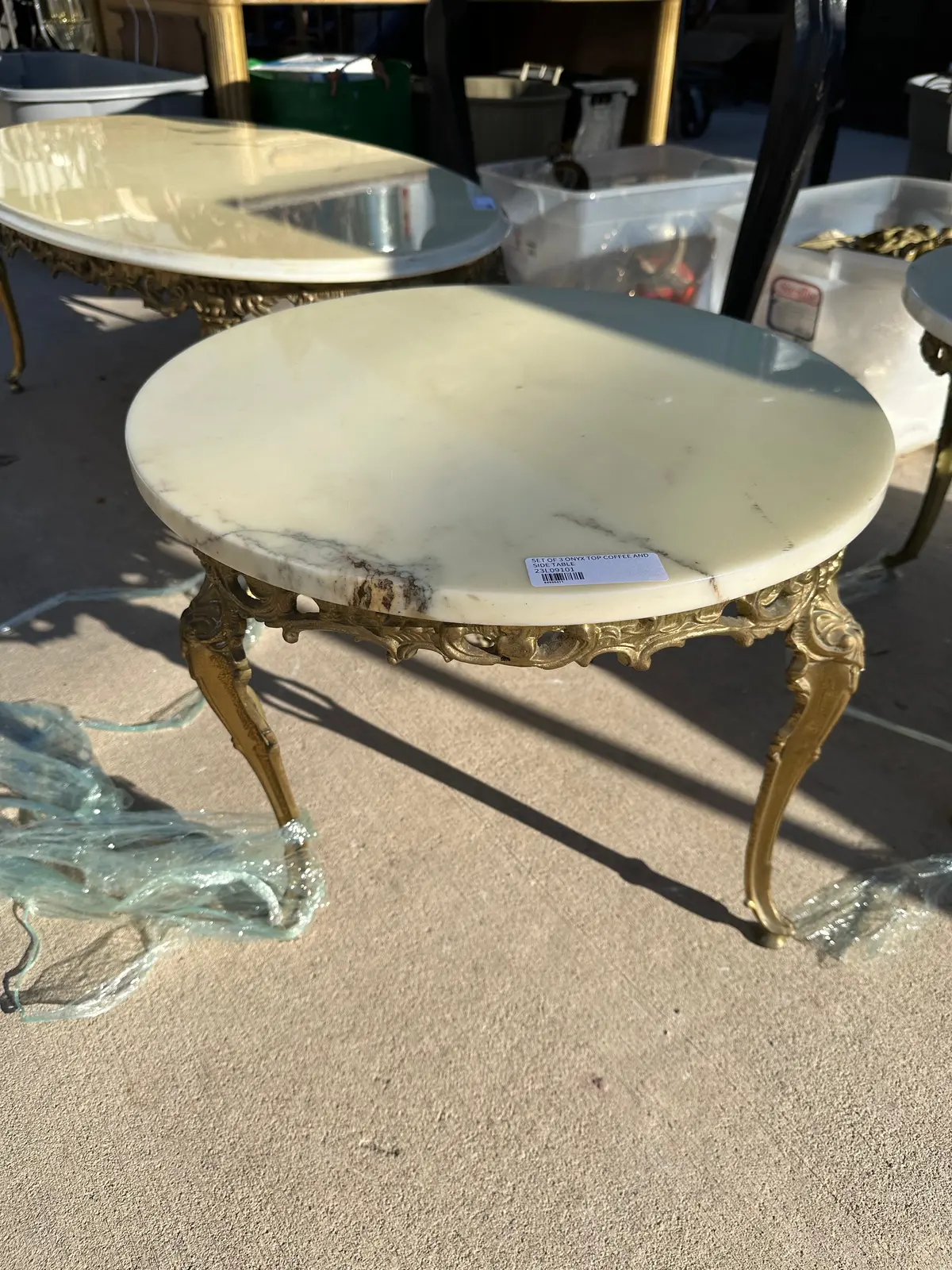 Louis Xv Marble Top Brass Leg Side Table 1