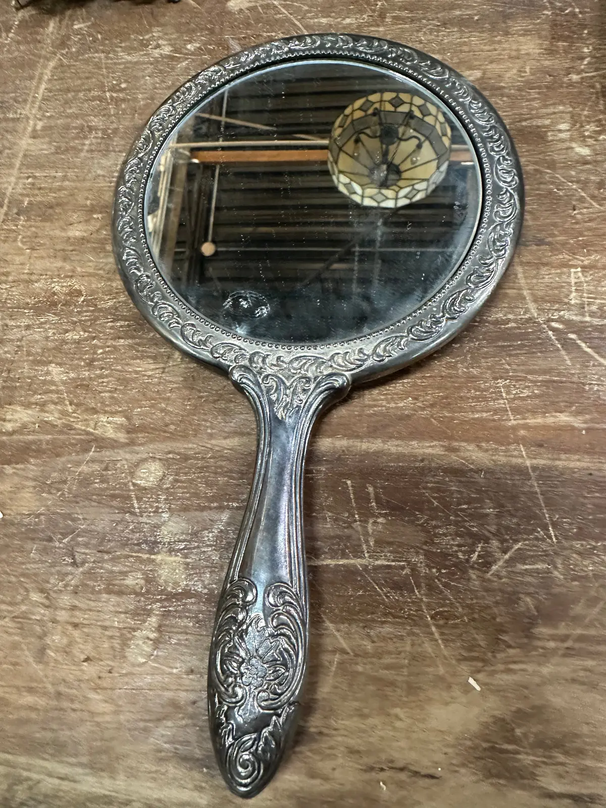 Round Silver Hand Mirror 1