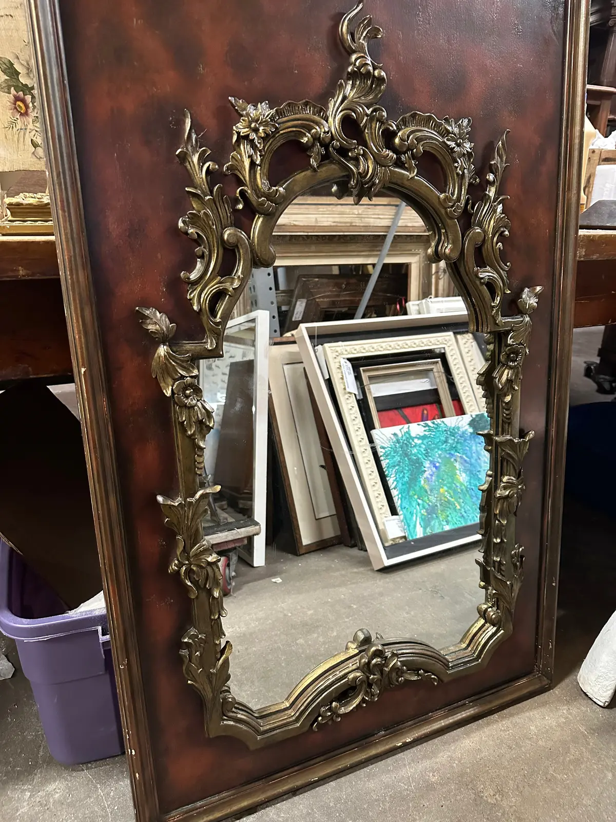 Framed Rococo Mirror Mounted On Board 1