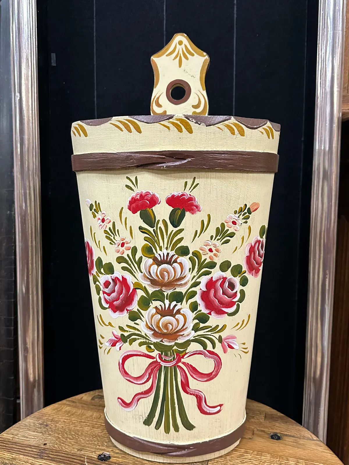 Floral Painted Small Barrell Container 1