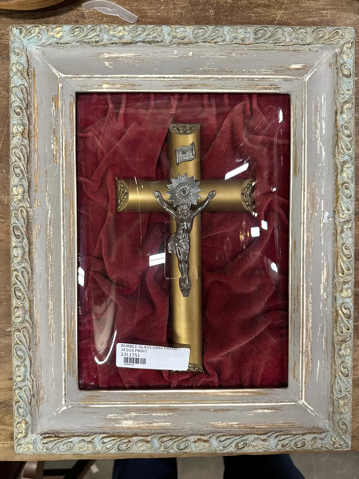 Bubble Glass Gray Frame Jesus Print 1