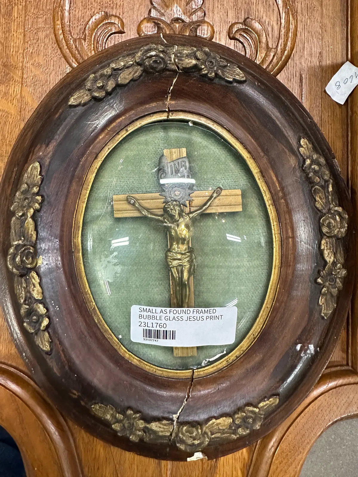 Small As Found Framed Bubble Glass Jesus Print 1