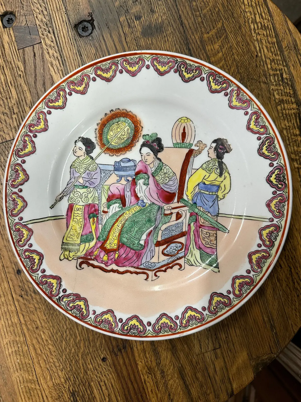 Chinese Lady With Hand Maidens Plate 1