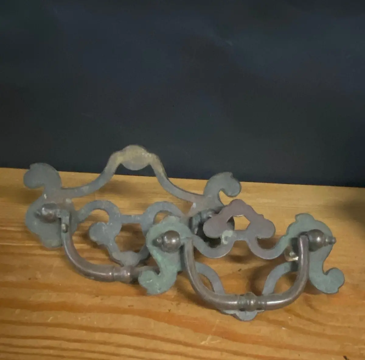 Set Of 6 Queen Anne Brass Drawer Pull 1