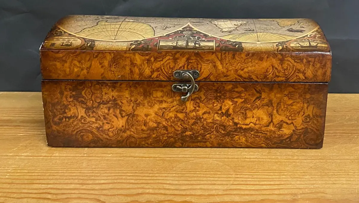 Wood Box W/ World On Top 1