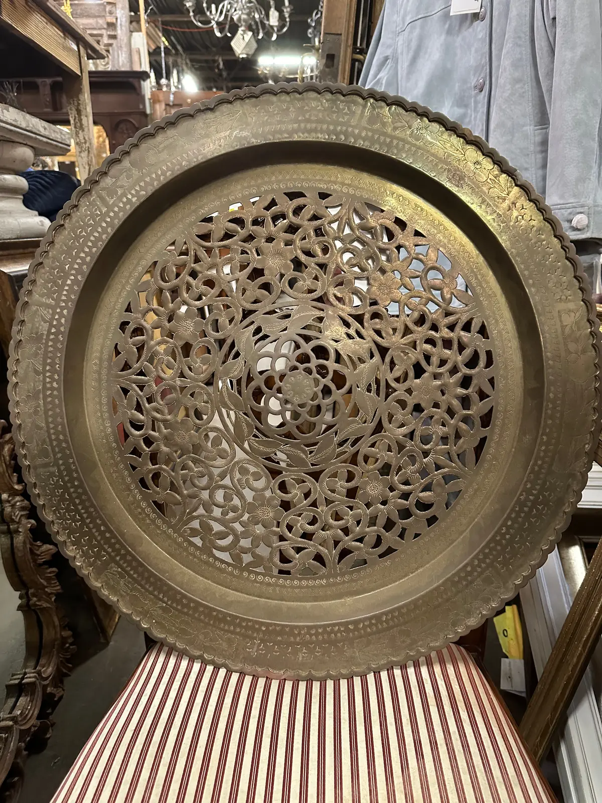 Large Pierced Brass Wall Charger 1