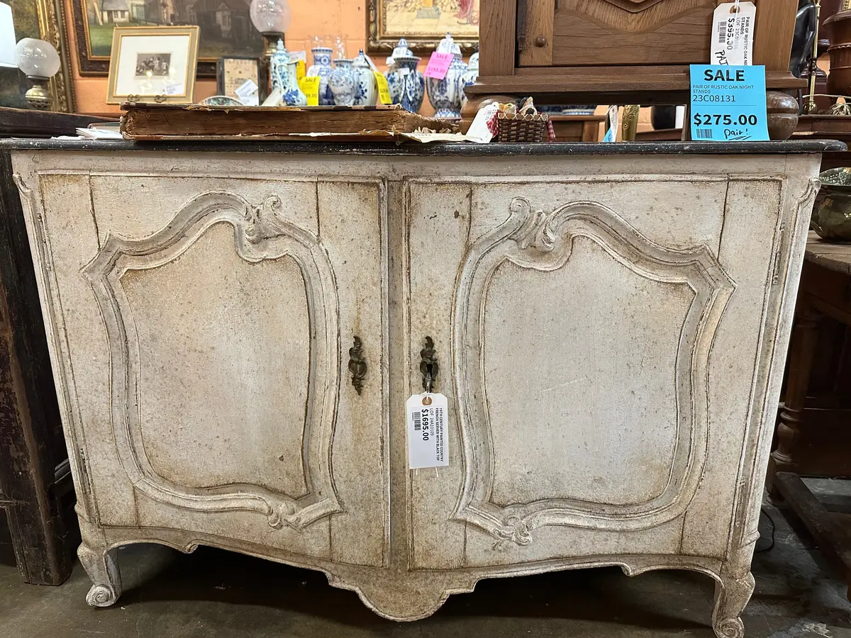 19Th Century Painted Country French Server With Black Top 1