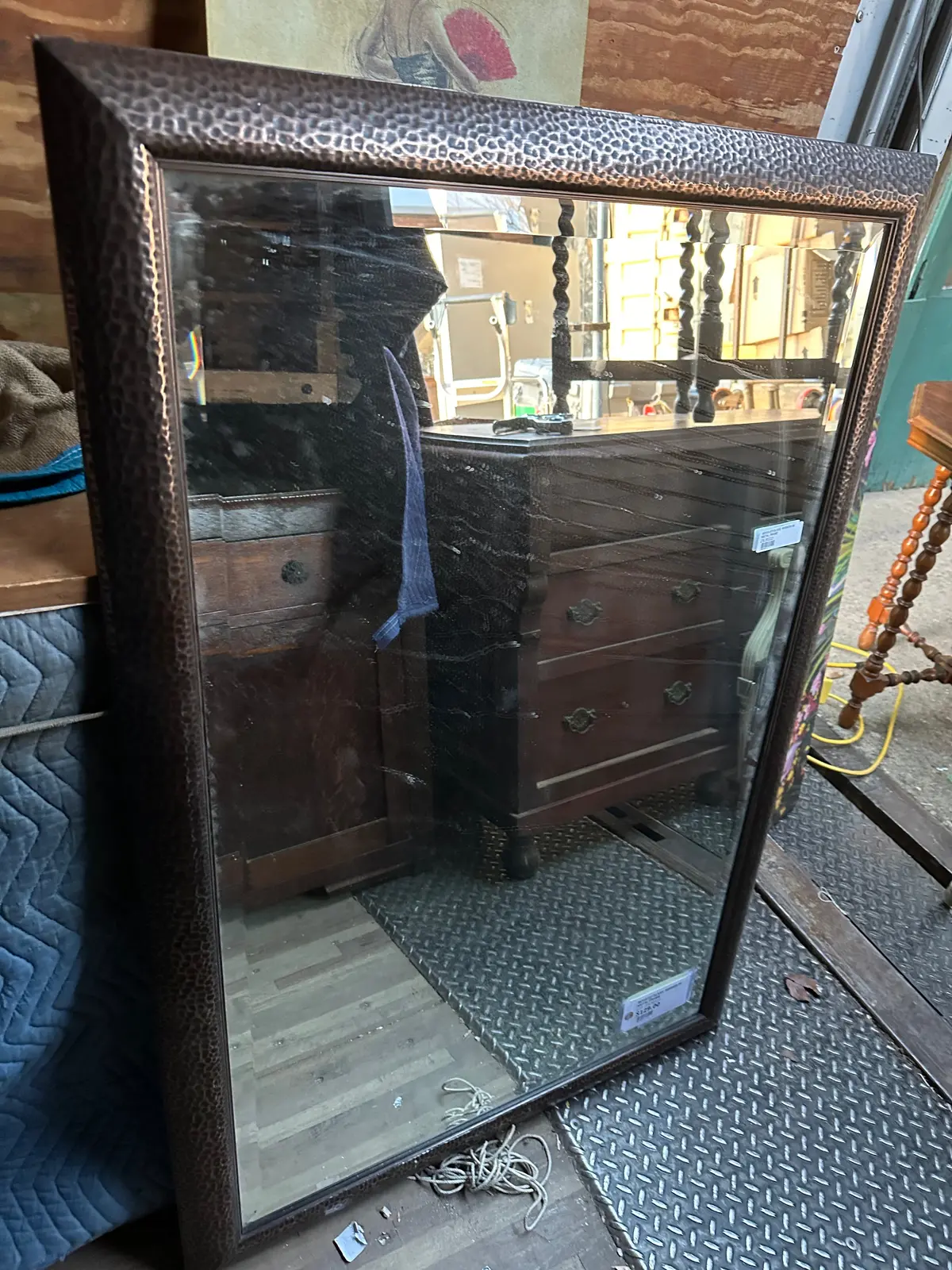 Beveled Glass  Mirror In Metal Frame 1