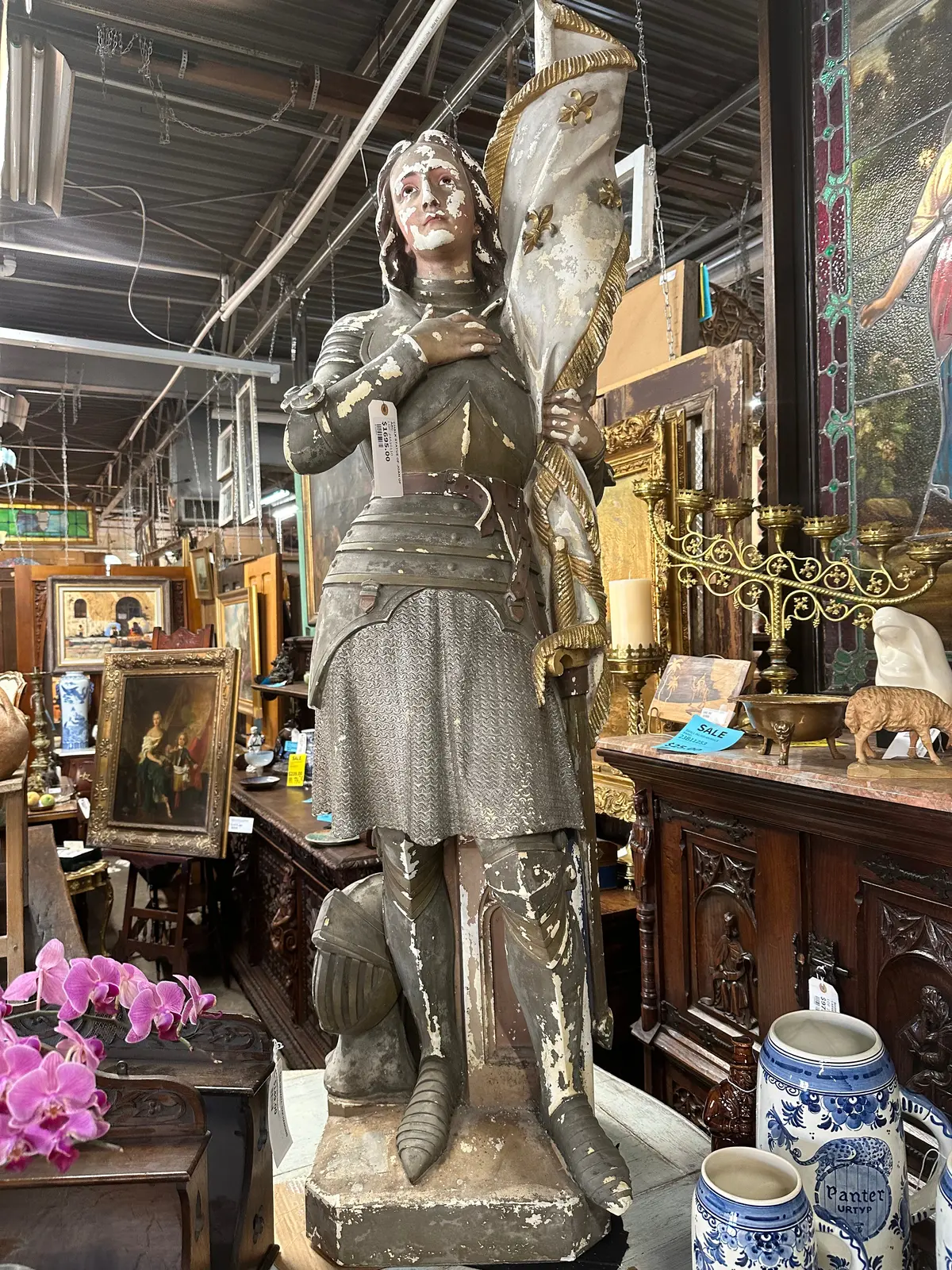Chalk Statue Of Joan Of Arc With Glass Eyes 1