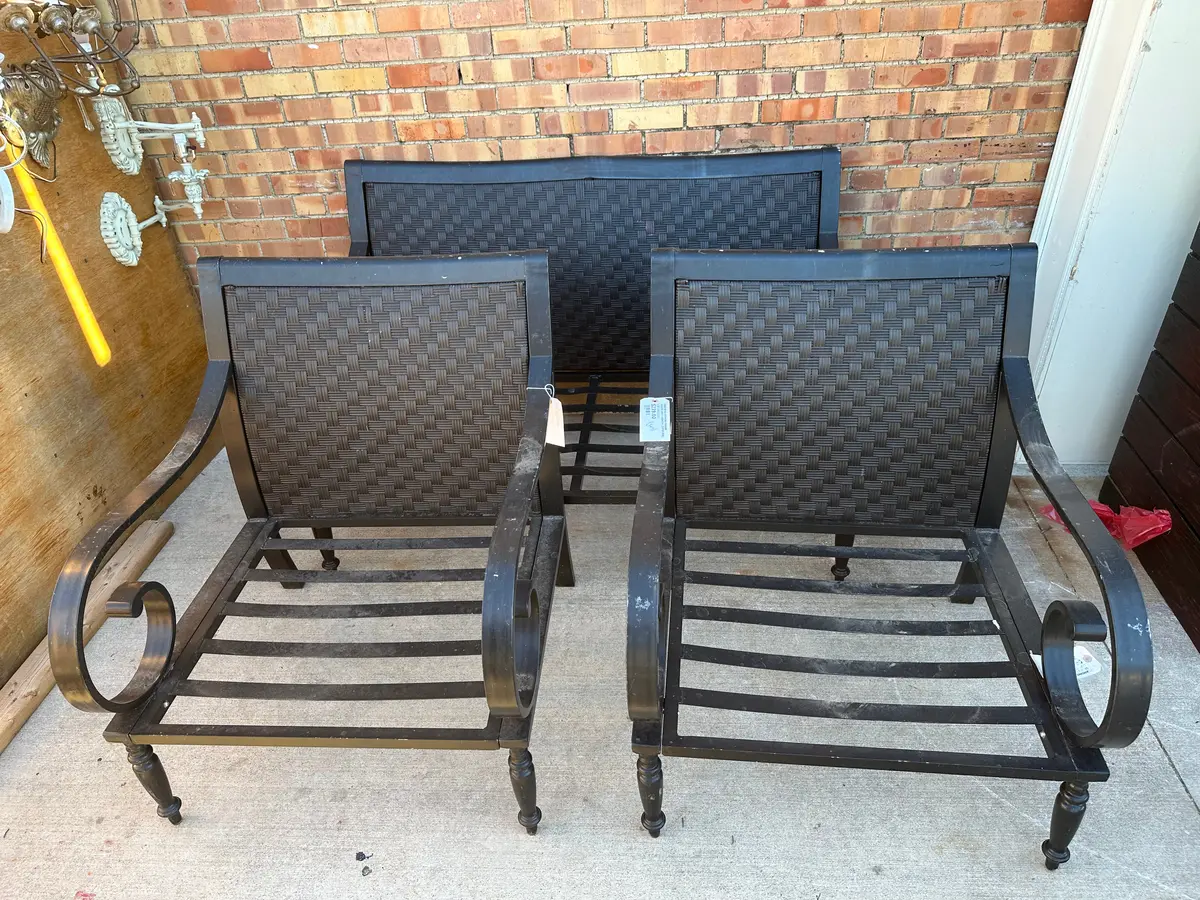 Pair Of Aluminum Frame Chairs And A Bench ( 3 Pieces) 1