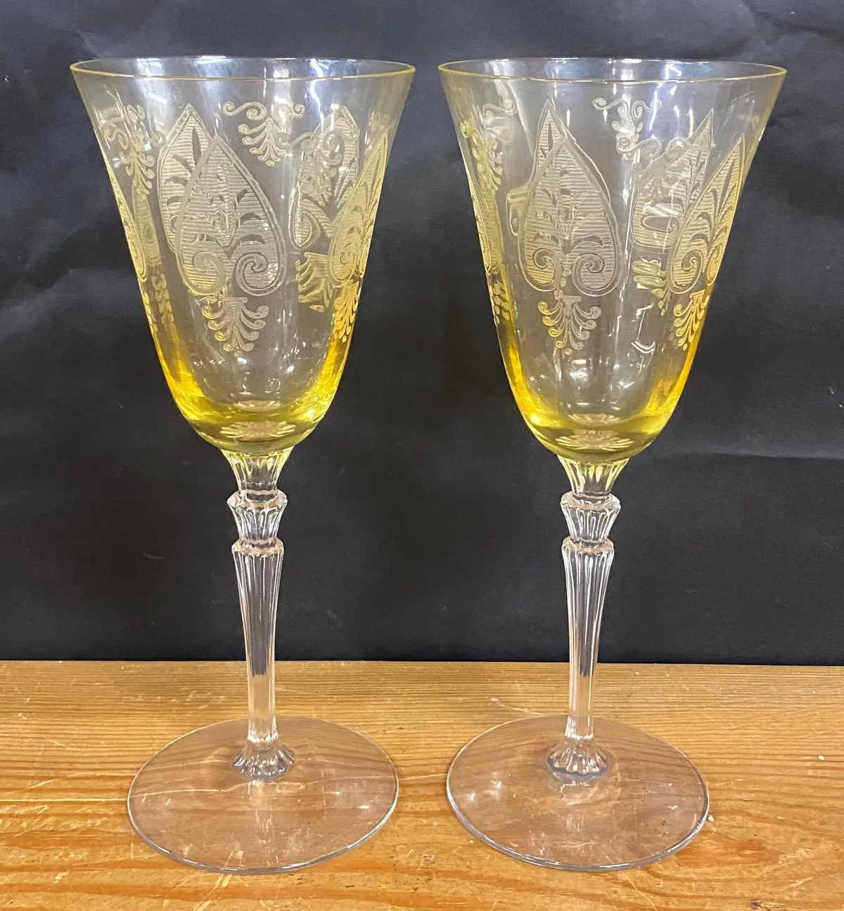 2 Tall Fostoria Wine Stems 1