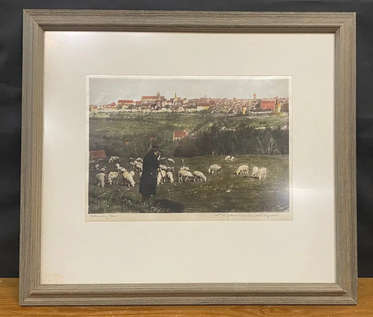 Signed Hand Colored Pastoral Photo Of Sheep 1