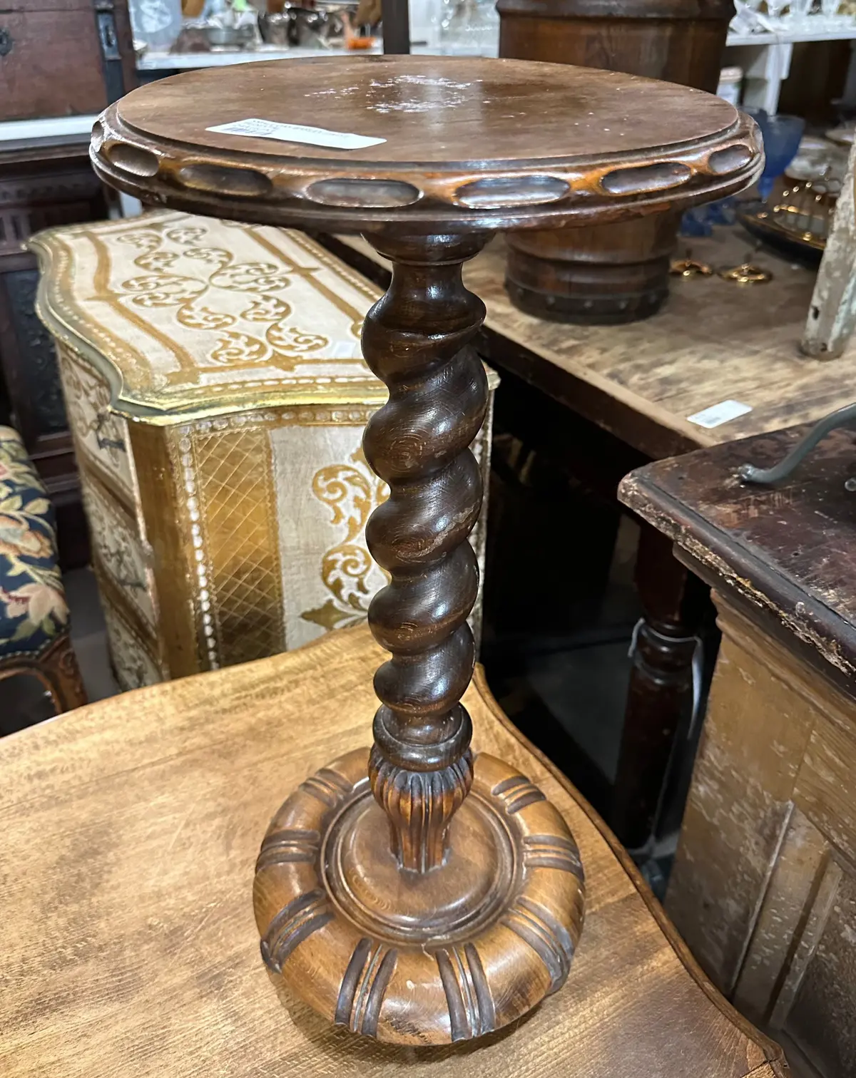 Small Oak Barley Twist Pedestal 1