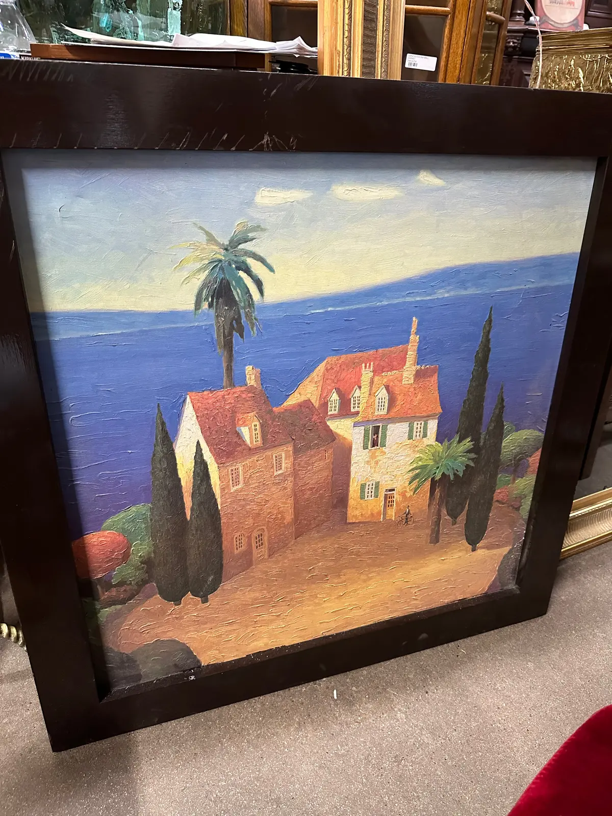 Framed Seaside Oil Painting Giclee With House 1