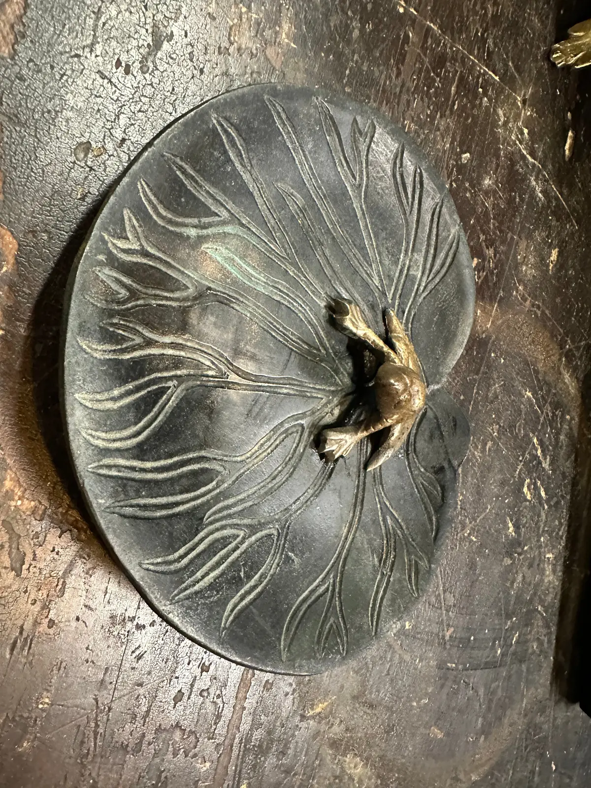 Bronze Frog On Lily Pad 1