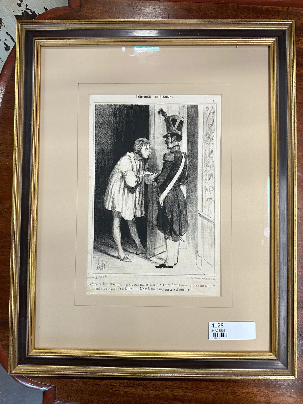 French Etching Of Soldier And A Woman 1