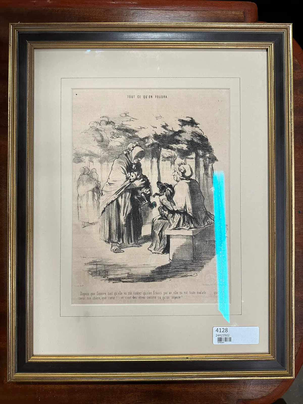 French Etching Of A Woman Holding A Dog 1