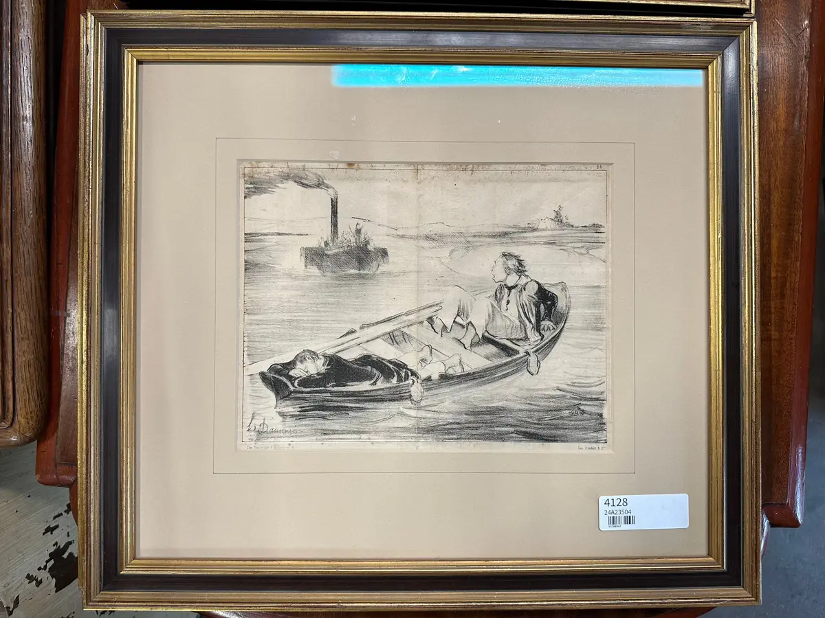 French Etching Of A Steamboat 1