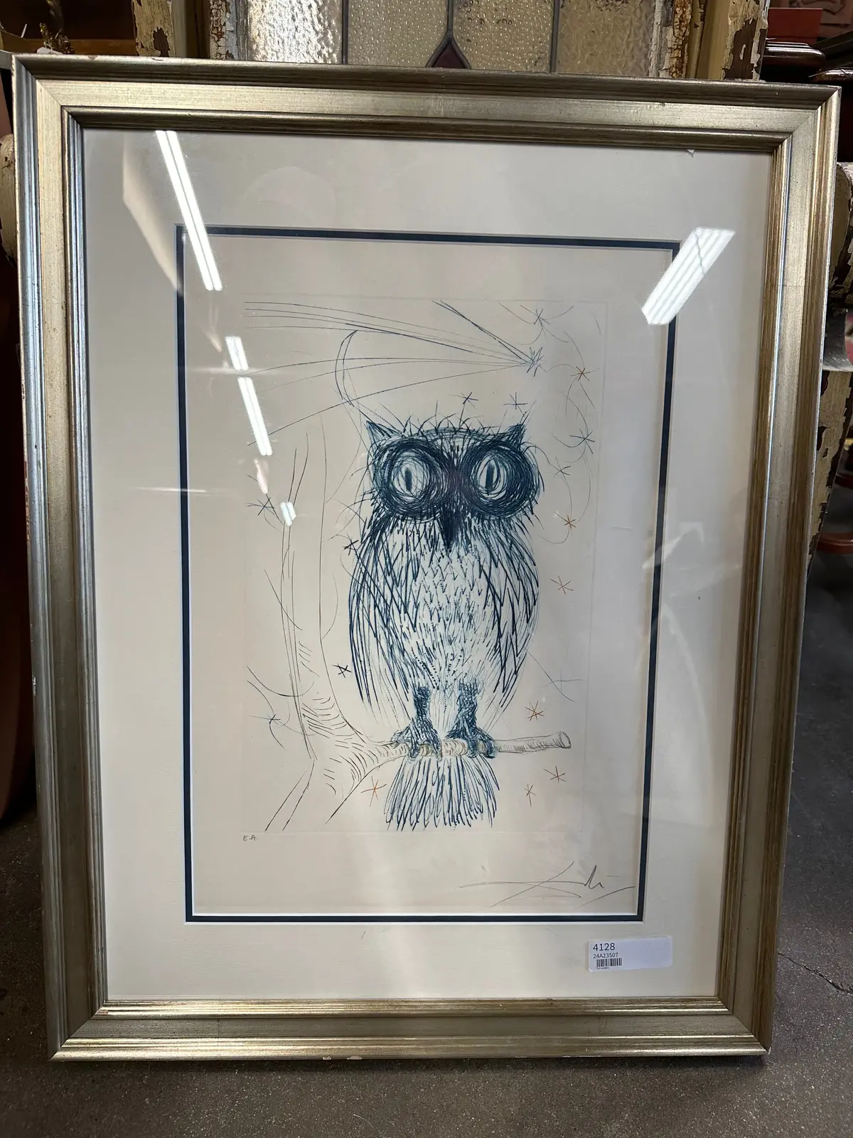 Salvador Dali Etching Of Owl Artist Proof Signed 1