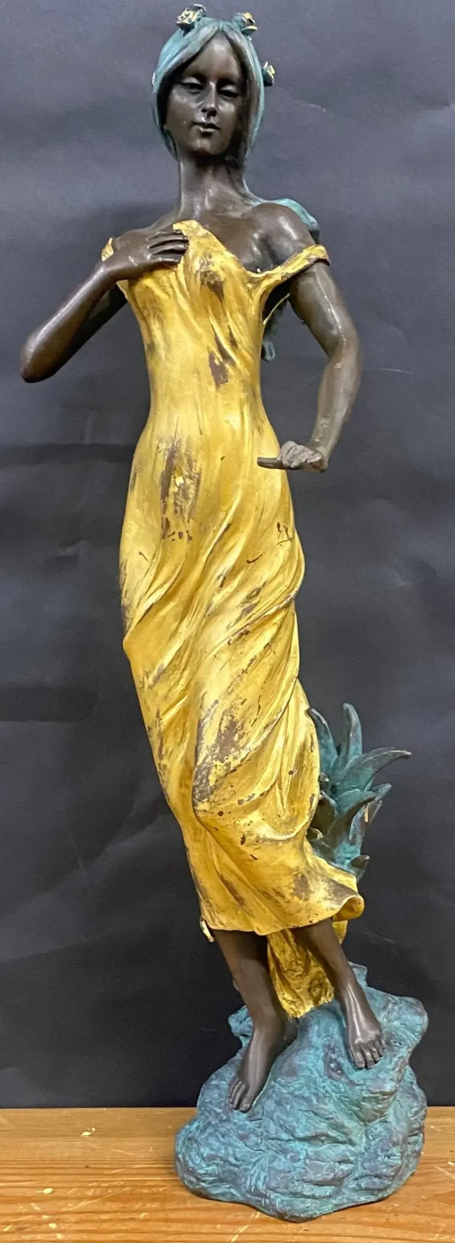 Bronze Art Nouveau Style Lady Statue 1