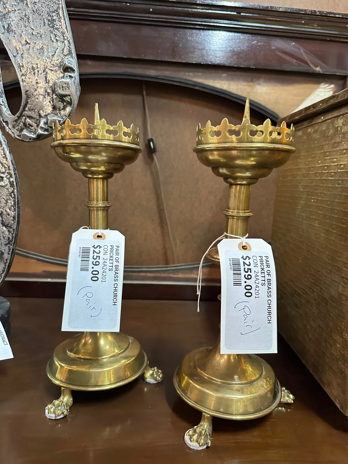 Pair Of Brass Church Pricketts 1