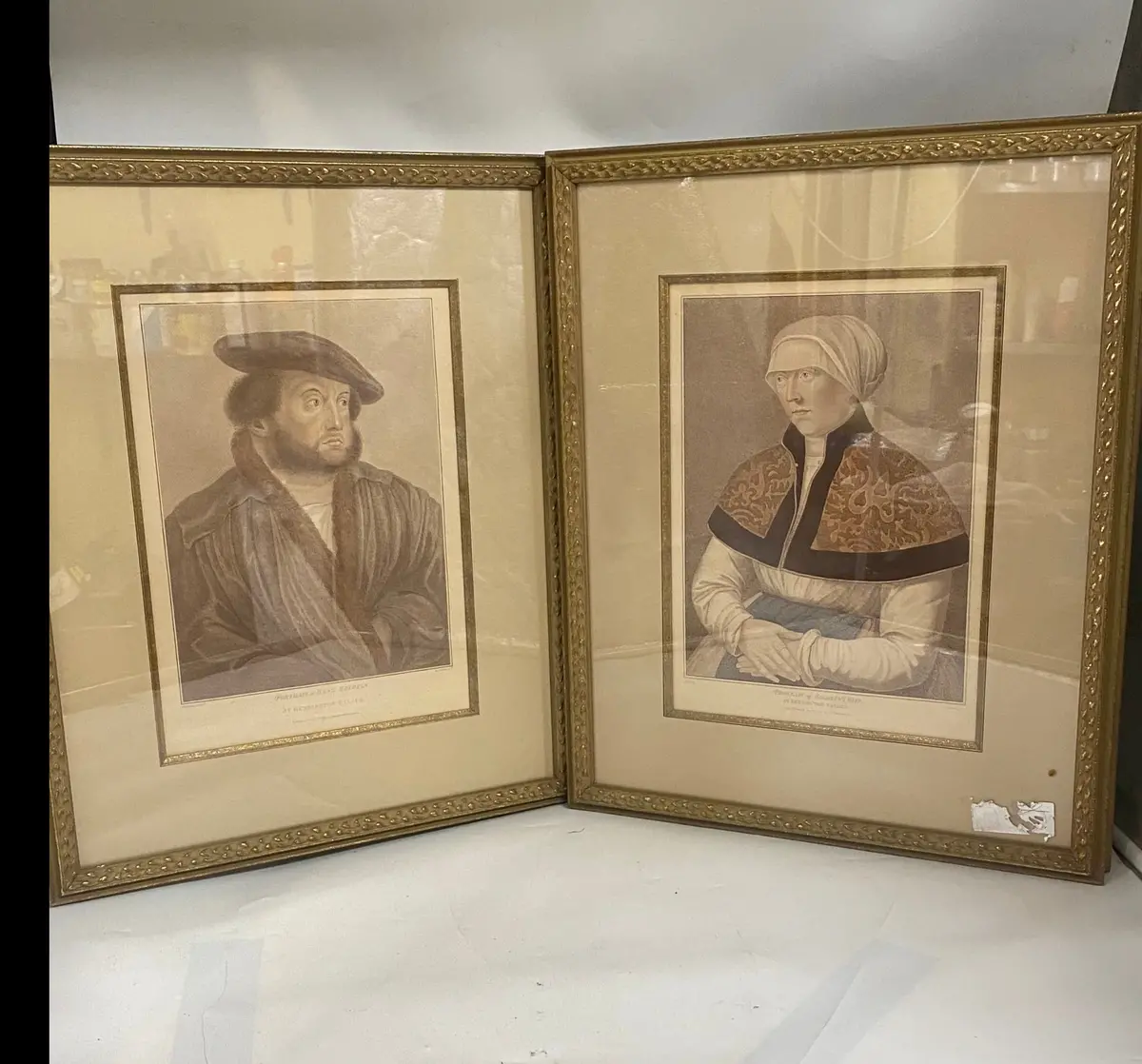 Colored Engraving Of Hans Holbein And Wife 1