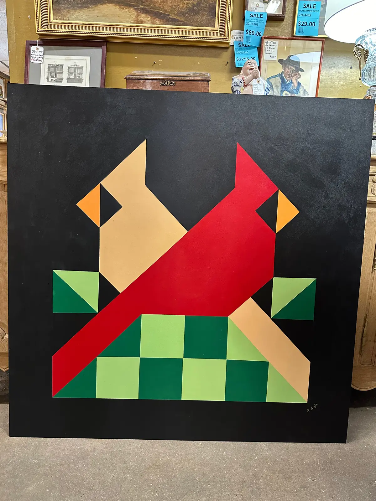 Painting Of Two Cardinals Looking At Each Other 1