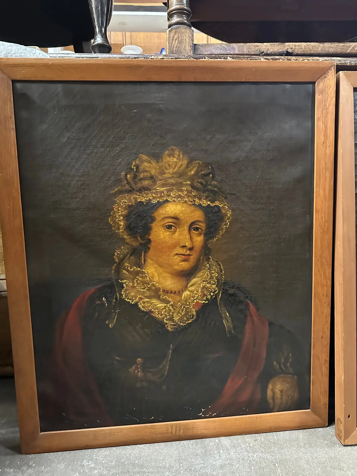 Framed Oil Painting Of Lady In Hat 1